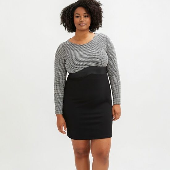 Dress with black and white checkered pattern, BodyFlirt, sizes L/XL and 3XL