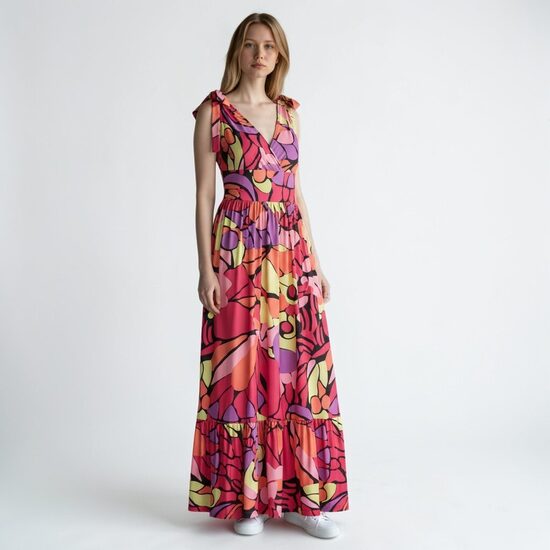 Long, bright summer dress, size XXS/XS, BodyFlirt