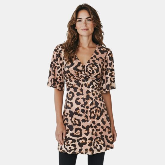 Леопардовая блузка, туника Bodyflirt, размер S/M