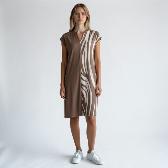 Brown shirt dress with zebra print, size S/M, BPC collection
