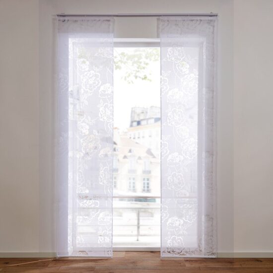 Дневные шторы, занавески на velcor самоклеящейся ленте с цветочным узором, белые 57х245
