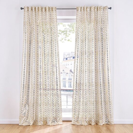 Шторы, дневные занавески белые с золотым акцентом, 140х145