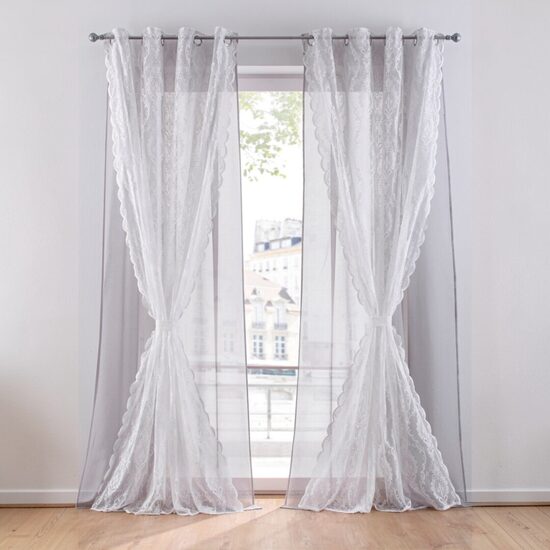 Элегантные дневные шторы, занавески, белые с серым, 130х145см