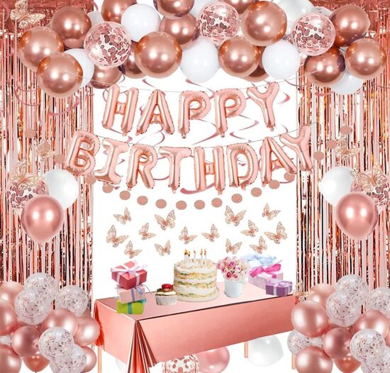 3D Daudz laimes dzimšanas dienā balonu baneris, baloni, bārkstis, rozā Happy birthday