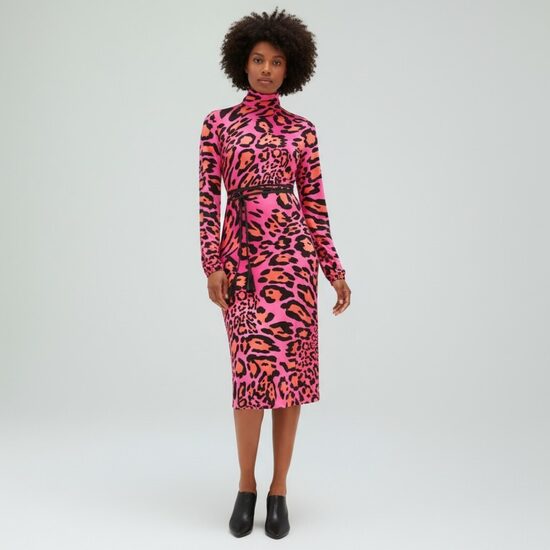 BodyFlirt bright dress with belt, size L/XL