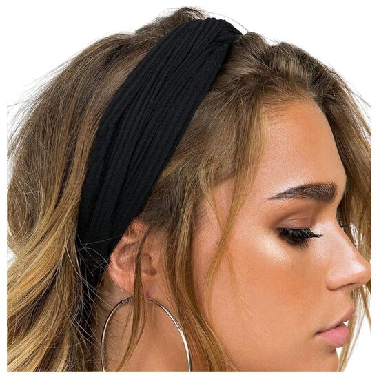 Черная хлопковая эластичная повязка для волос, повязка от пота