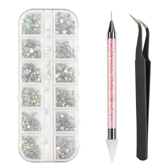 Набор для дизайна ногтей, маникюрный и педикюрный набор, декоративные стразы, пинцет