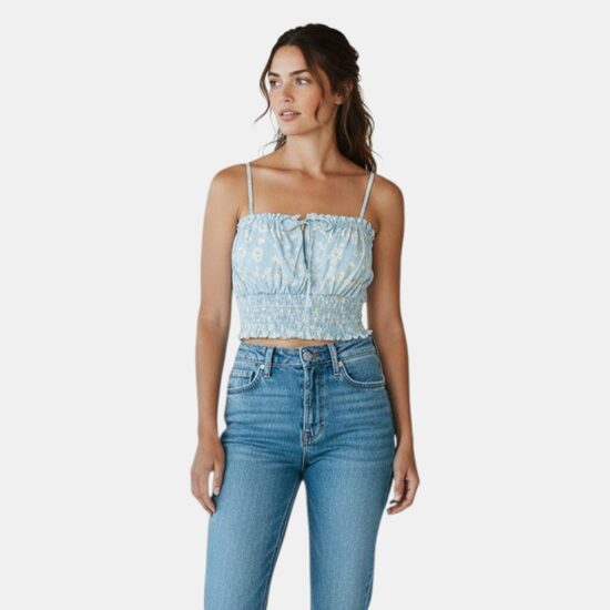 Review синий топ с цветами, размер S