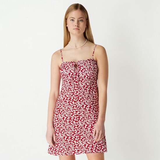 Red Only dress with floral pattern, size XS