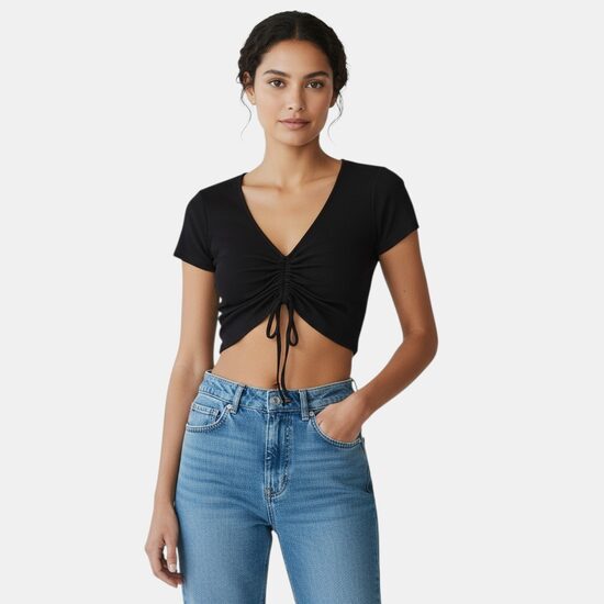 Only обтягивающий топ черного цвета, размер XS