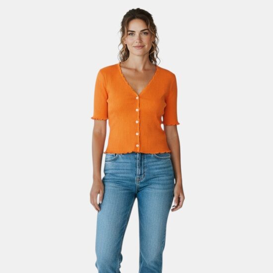 Оранжевая рубашка Only с пуговицами, размер S