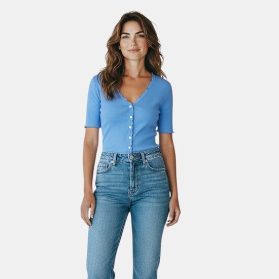 Only синяя рубашка с пуговицами, размер L