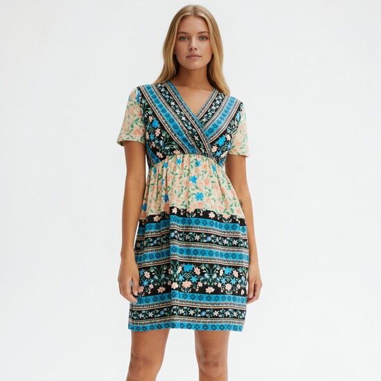 Jersey style casual dress, size L/XL, Rainbow