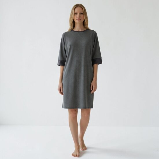 Sports shirt dress with rolled up sleeves, gray size S/M, Rainbow