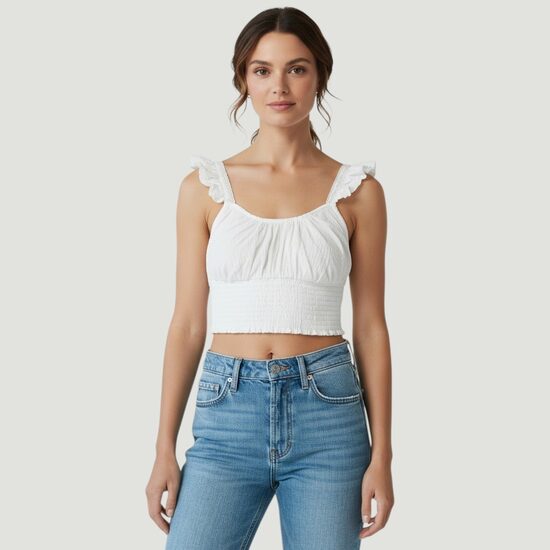 Review белый топ с рюшами, размер S