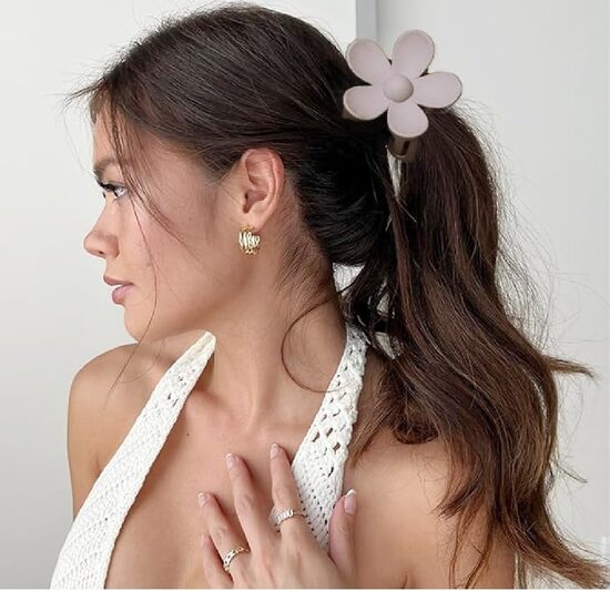 2 gab Ziedu formas matu sprādze, klipsis, rozā un brūna