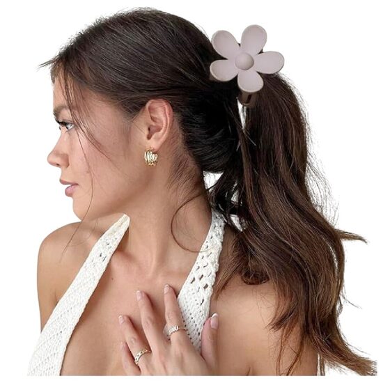2 заколки для волос в форме цветка, розовая и коричневая
