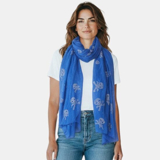Viegla šalle ar dimantiņiem, zila