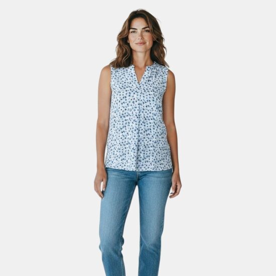 Топ, блузка Tom Tailor с синими цветами, размеры S и 3XL