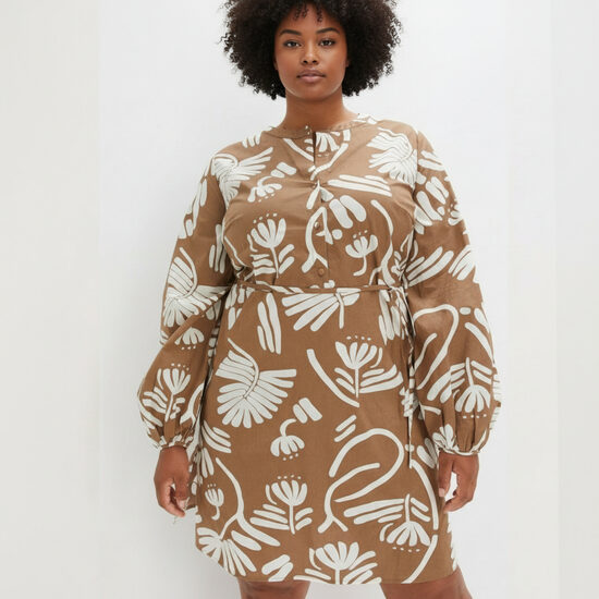 Cotton dress, brown, Bodyflirt, size 3XL