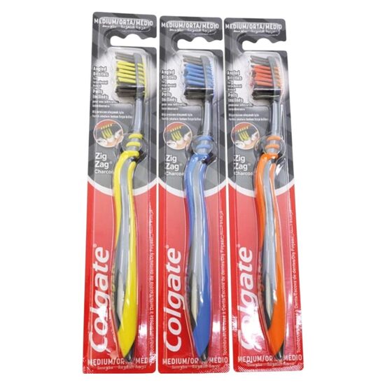 Colgate zobu birste ar kokogles sariem ZigZag Charcoal Medium (vidējas cietības) 