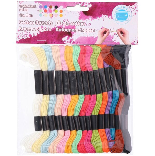 Cotton embroidery threads 15 colors