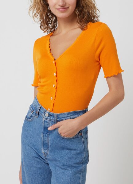 Оранжевая рубашка Only с пуговицами, размер S