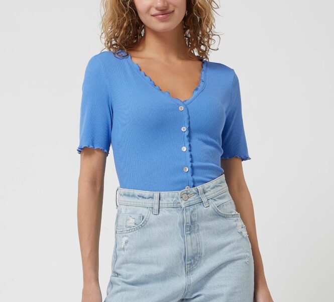 Only синяя рубашка с пуговицами, размер L