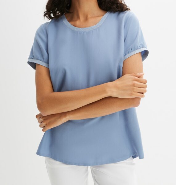 BodyFlirt синяя блузка с бантиками, размер XS