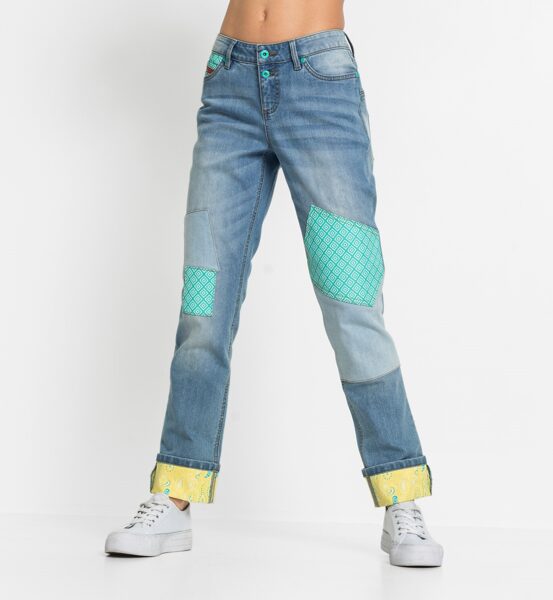 Rainbow синие джинсы с заплатками, размеры XS и M