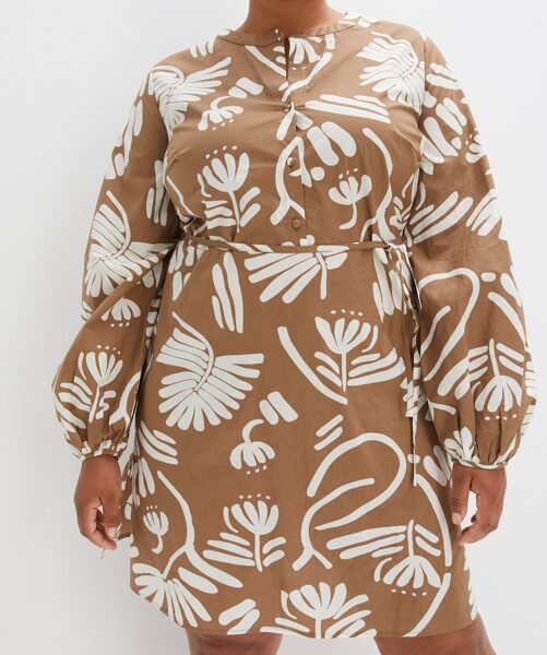 Kokvilnas kleita, brūna, izmērs 3XL, Bodyflirt