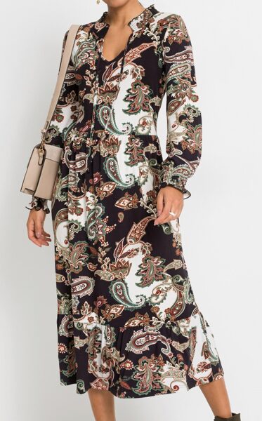 BodyFlirt garā kleita ar rakstu, XXS/XS izmērs