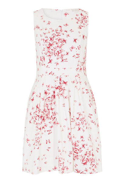 Elegant white dress with print, size 46
