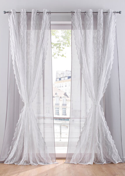 Elegant curtains, white with gray, 130x145cm